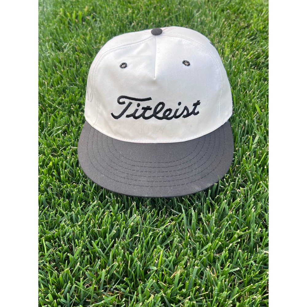 Vintage Titleist Golf Hat White Black Two Tone Signed Autograph Green Underbrim